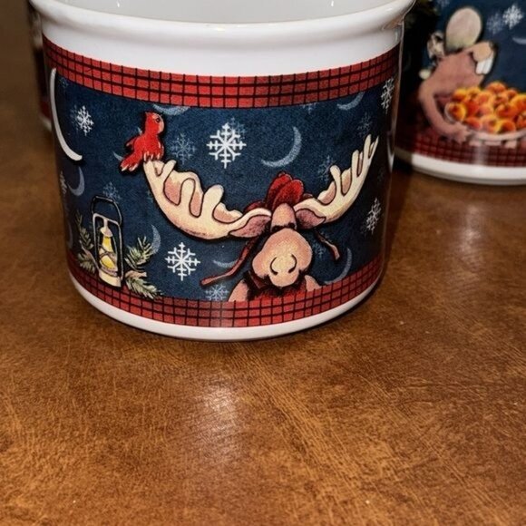 Holiday Moose & Beaver Ceramic Mugs With Winter Design - 9.5 Oz Each Id - Picture 5 of 9